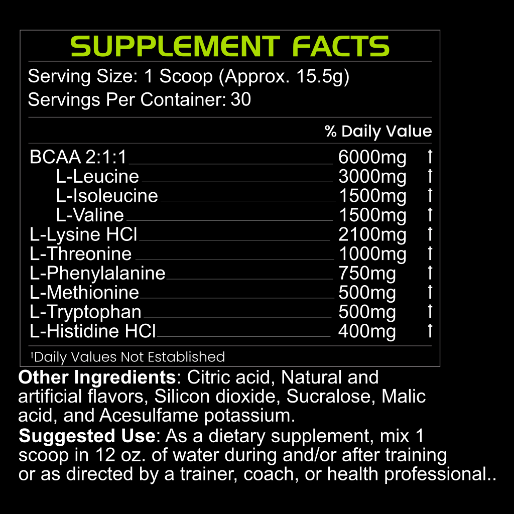 Pure Aminos supplement facts label